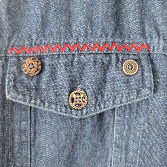 Allison Lane Y2K Vintage Denim 100% Cotton Embroidered Vest, Women’s L, EUC - Picture 2 of 8